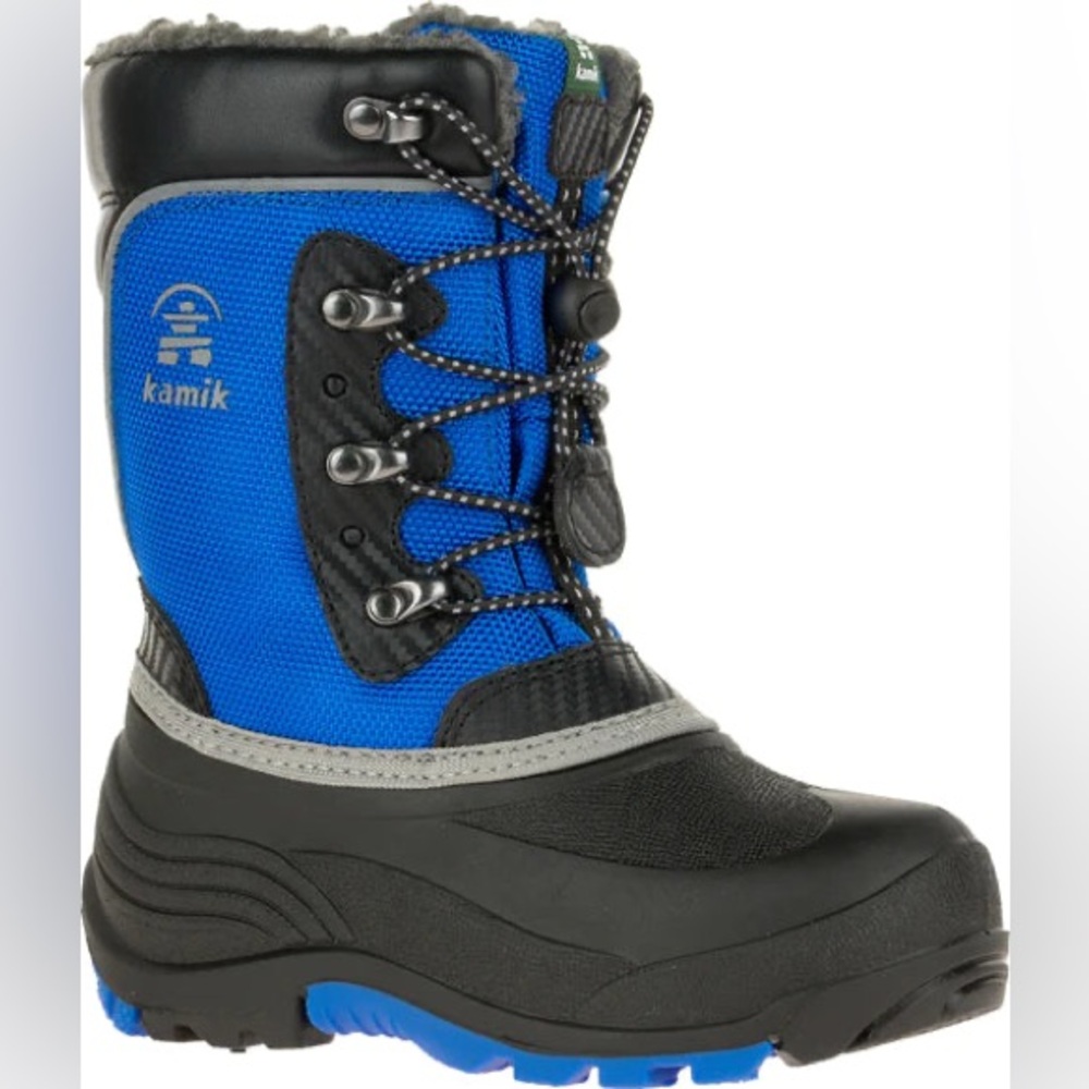 Size 3 Youth Kamik Kids' Black and Blue Winter Boots